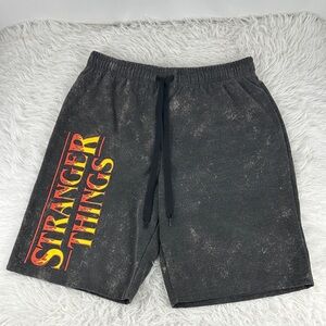Stranger Things Grey Acid Washed Fleece Shorts Medium